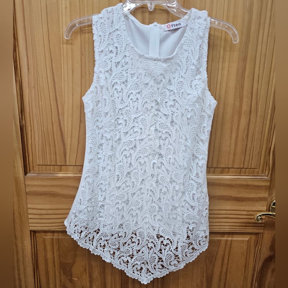White Lace Sleeveless Shell Top